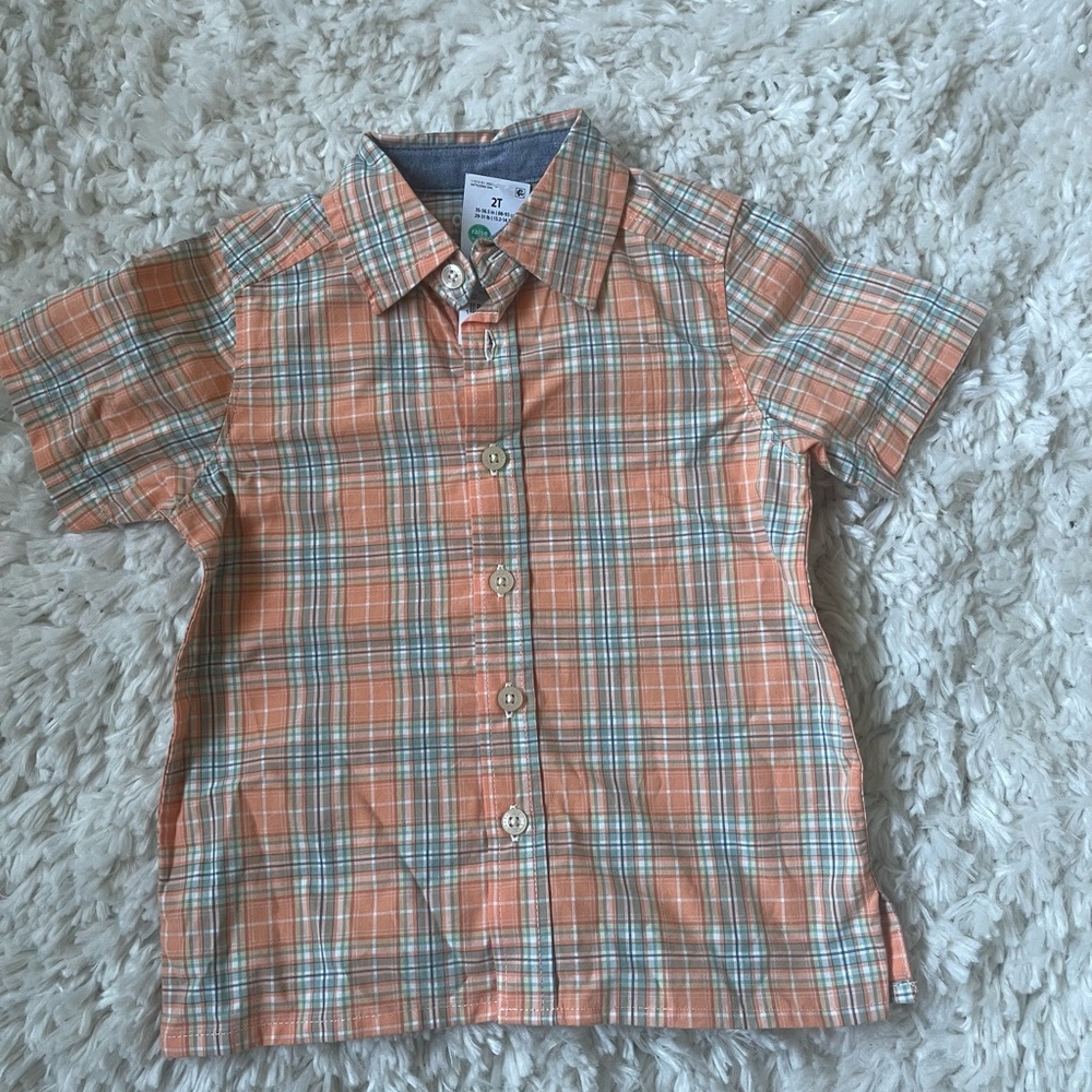 Orange Plaid Kids Shirt